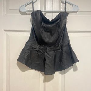 Faux leather peplum top